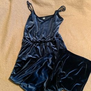 Blue velvety jumpsuit